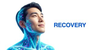 A serene East Asian male model representing recovery and post-operative wellness
